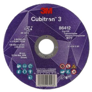 Disc de tăiat 3M™ Cubitron™ 3, 86647, 60+, T41, 125 mm x 1 mm x 22,23 mm