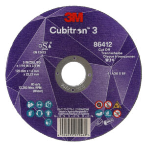 Disc de tăiat 3M™ Cubitron™ 3, 86412, 36+, T41, 125 mm x 1,6 mm x 22,23 mm