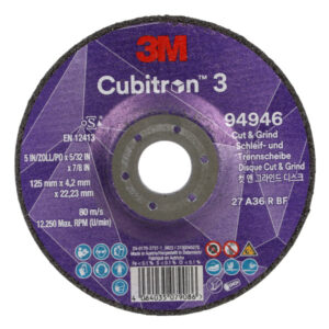 Disc 3M™ Cubitron™ 3 Tăiere și șlefuire, 94946, 36+, T27, 125 mm x 4,2 mm x 22,23 mm