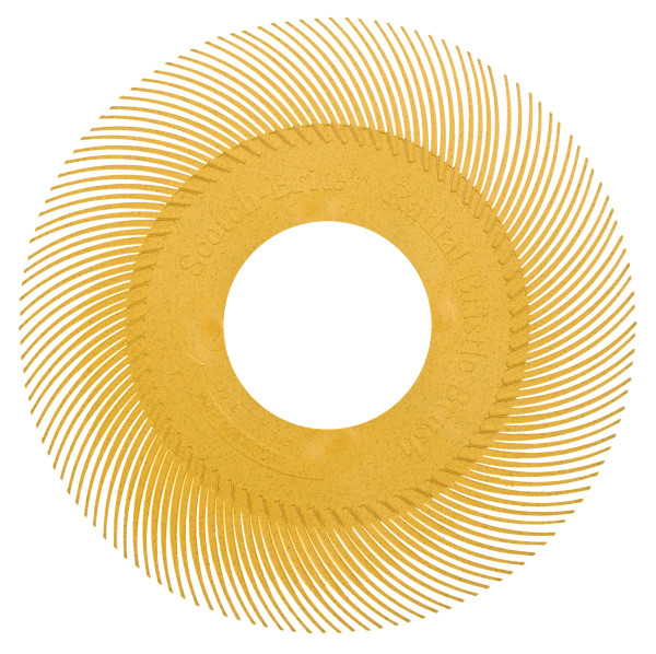 Perie radială Scotch-Brite™ BB-ZB, 152 mm x 11,11 mm x 25,4 mm, P80, galben, tip C, cu adaptor - 7100138300