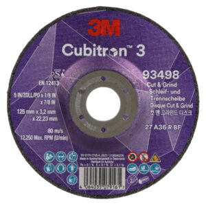 Disc 3M™ Cubitron™ 3 Tăiere și șlefuire, 93498, 36+, T27, 125 mm x 3,2 mm x 22,23 mm
