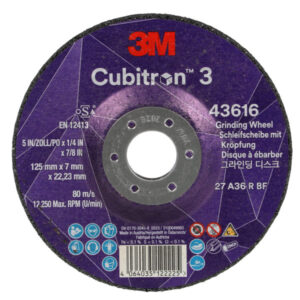 Disc abraziv 3M™ Cubitron™ 3 cu centru depresat, 43616, 36+, T27, 125 mm x 7 mm x 22,23 mm