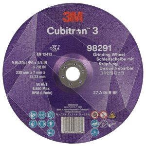 Disc de șlefuit 3M™ Cubitron™ 3 cu centru depresat, 98291, 36+, T27, 230 mm x 7 mm x 22,23 mm