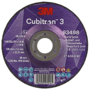 Disc 3M™ Cubitron™ 3 Tăiere și șlefuire, 93498, 36+, T27, 125 mm x 3,2 mm x 22,23 mm